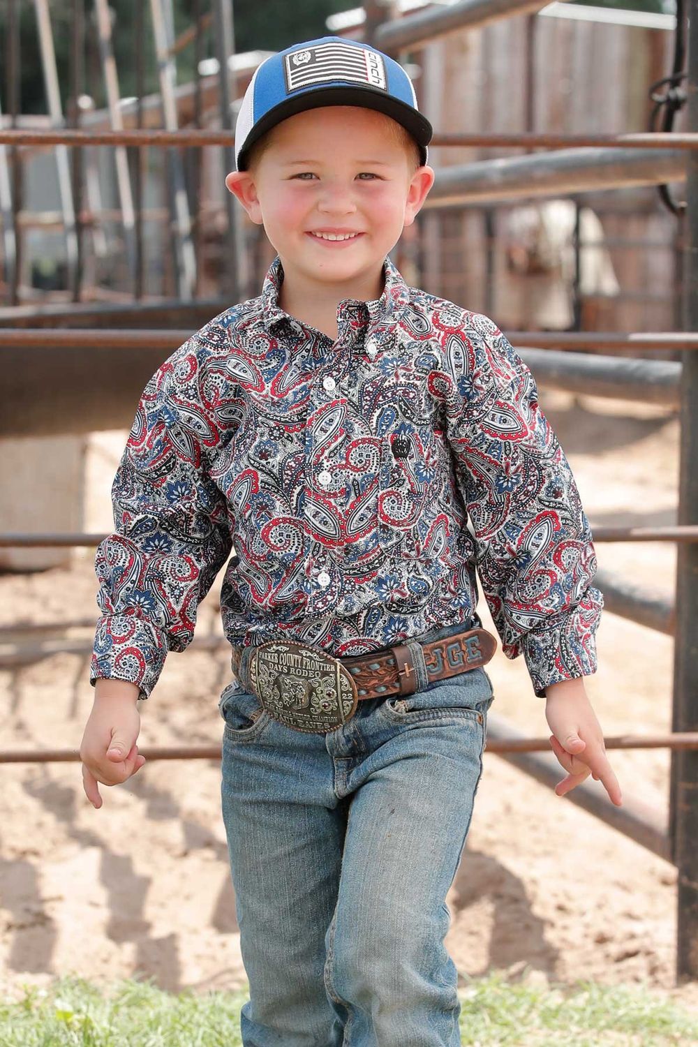 CINCH BOYS MATCH DAD PAISLEY PRINT BUTTON DOWN WESTERN SHIRT