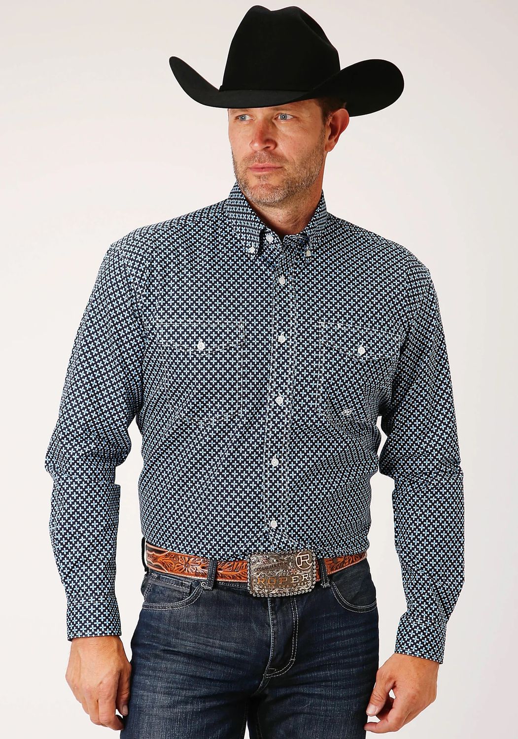 ROPER MENS LONG SLEEVE FOUR LEARF FOULARD SHIRT - TALL FIT