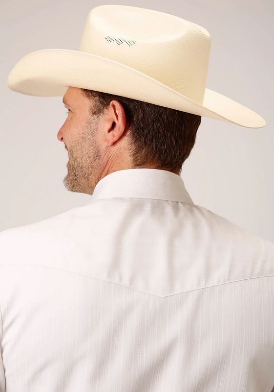 ROPER MENS LONG SLEEVE PEARL SNAP WHITE DIAMOND STRIPE SHIRT