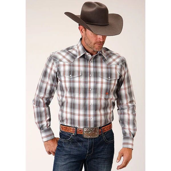 ROPER MENS SMOKEY PLAID SNAP FRONT SHIRT
