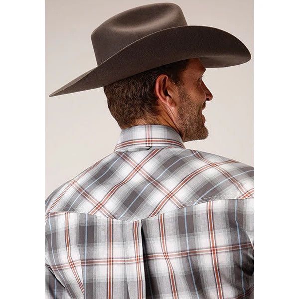 ROPER MENS SMOKEY PLAID SNAP FRONT SHIRT