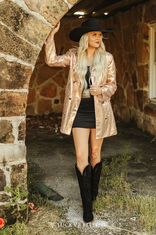 Rose Gold Button Down Sequins Dress