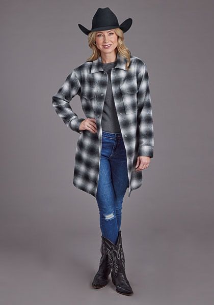 OMBRE PLAID OVERSIZED SHIRT JCKT
