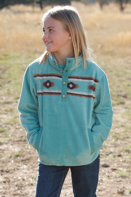Cruel Girl&#39;s Turquoise Southwest Fleece Pullover
