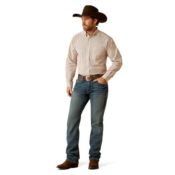 Ariat Men&#39;s Ike Wine &amp; Antique Gold Geo Print Western Shirt