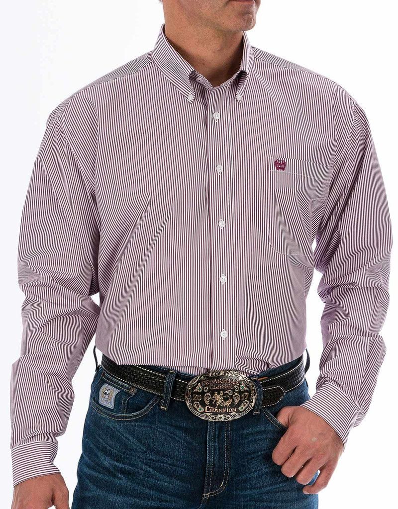 MENS CINCH BURGUNDY LONG SLEEVE