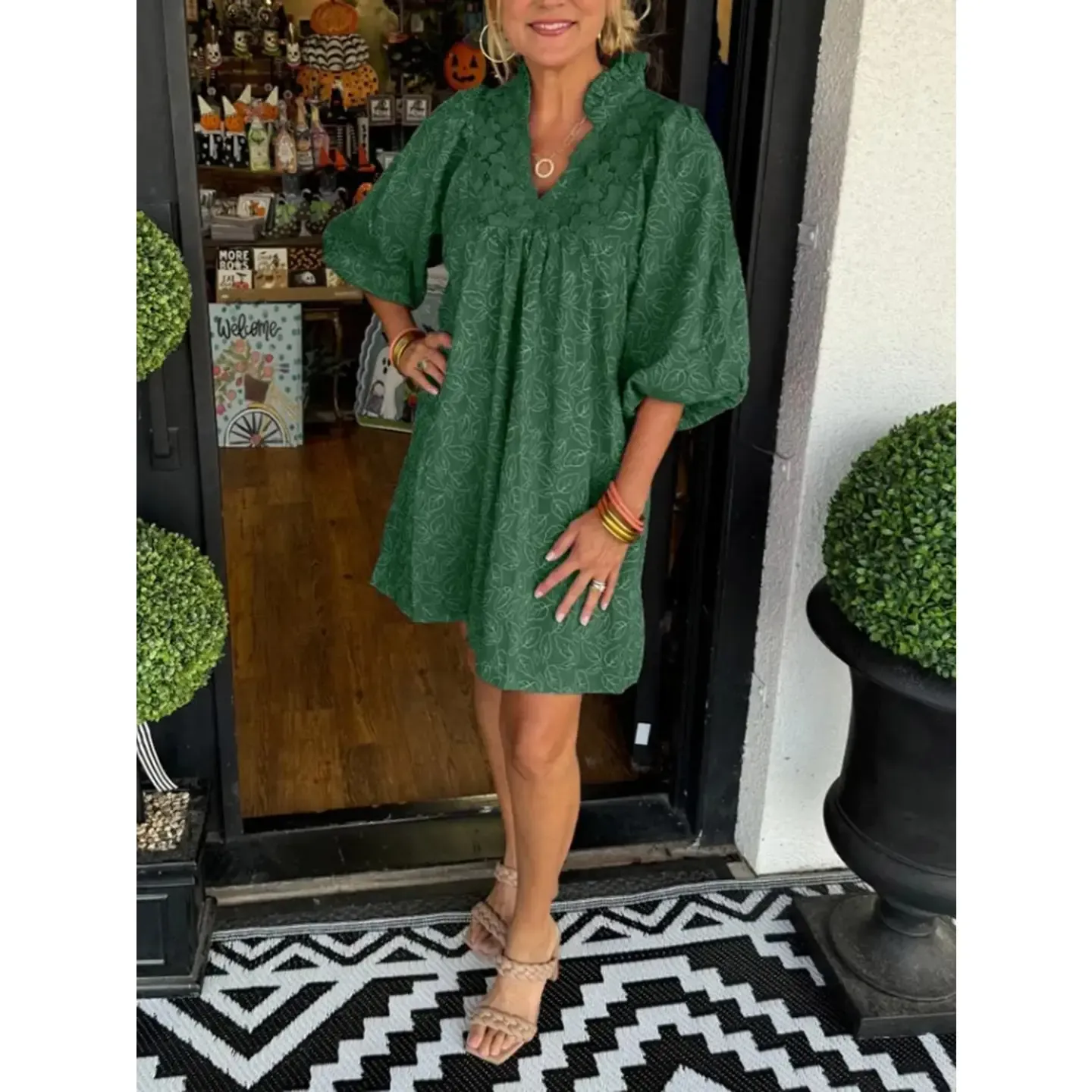 V-Neck Lace Patchwork Dress