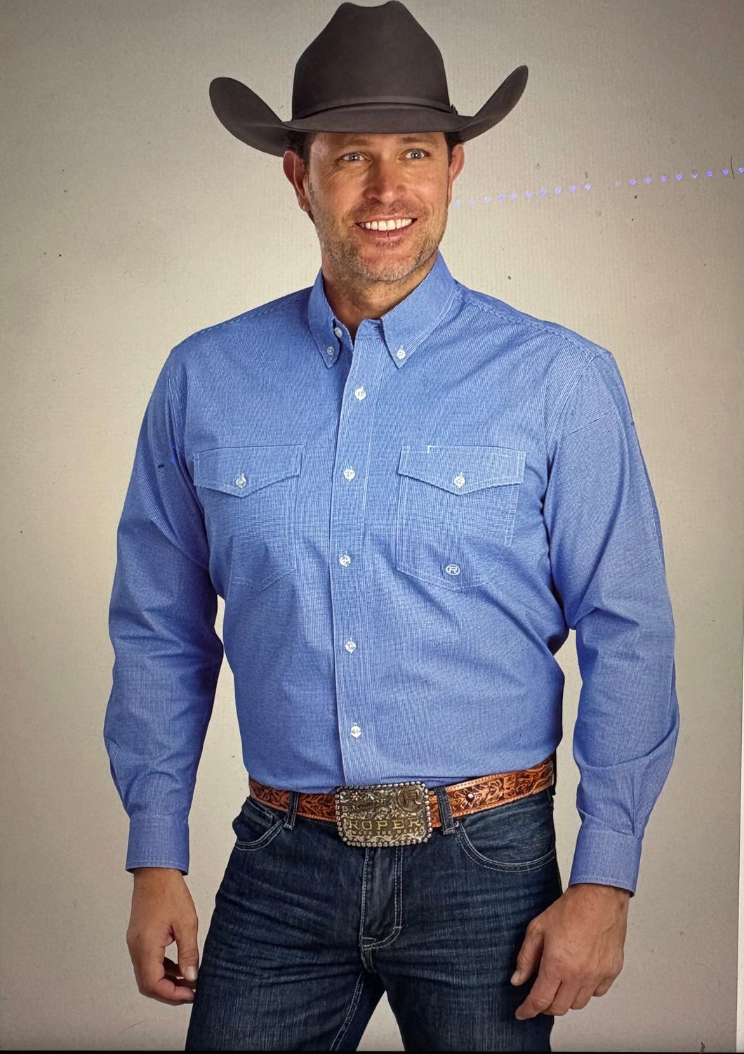 STRETCH MINI CHECK- BLUE