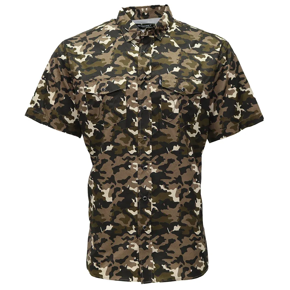 &quot;Sol&quot; Camo Short Sleeve Pearl Snap Shirt