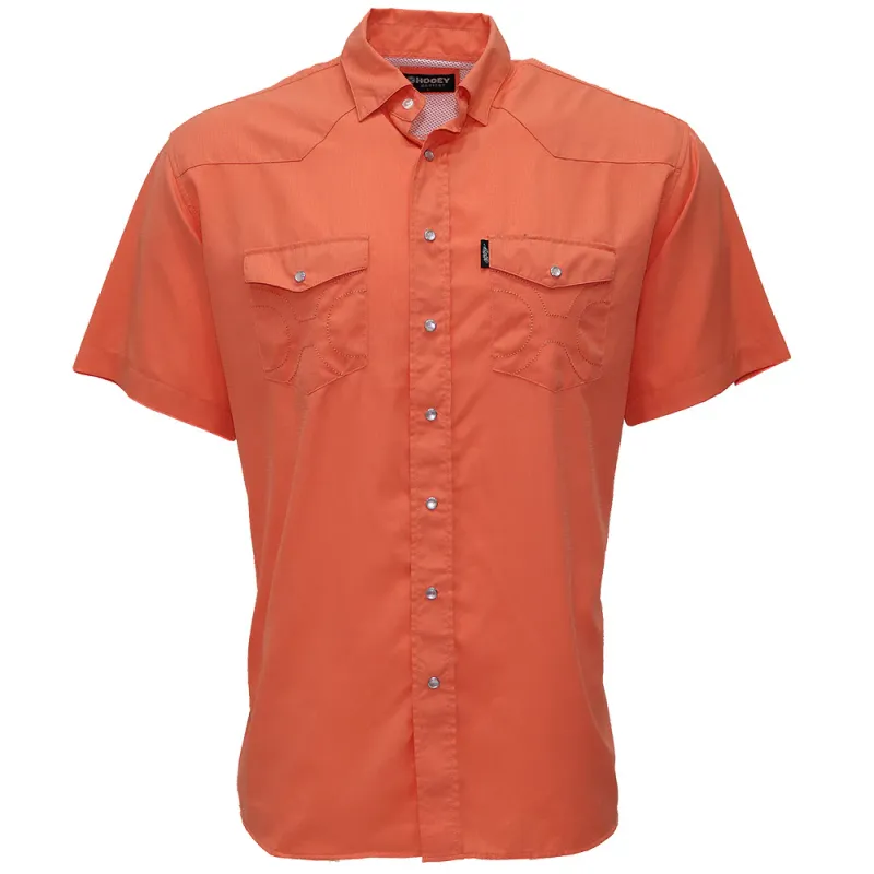 &quot;Sol&quot; Orange Short Sleeve Pearl Snap Shirt
