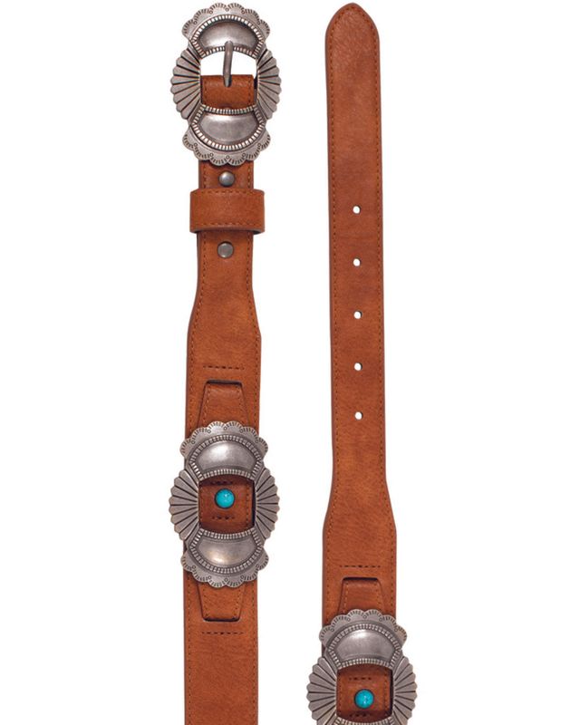 Catchfly Women&#39;s Concho and Stone Leather Belt