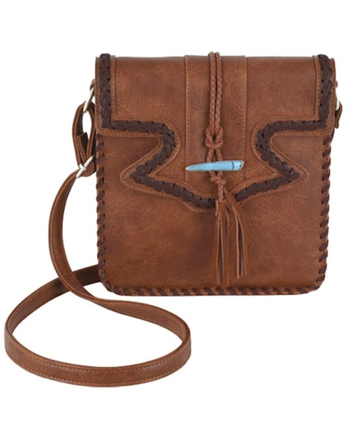 Women&#39;s Braided Yoke And Tassel Crossbody Bag