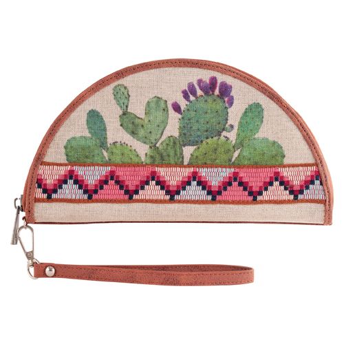 LADIES SEMICIRCLE WALLET PRICKLY PEAR CACTUS