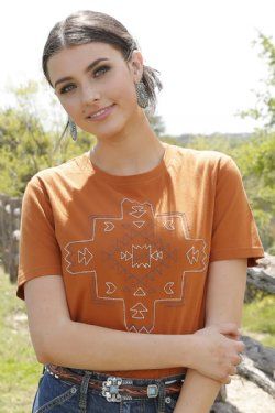 Women&#39;s Southwestern Stitched Tee - Copper