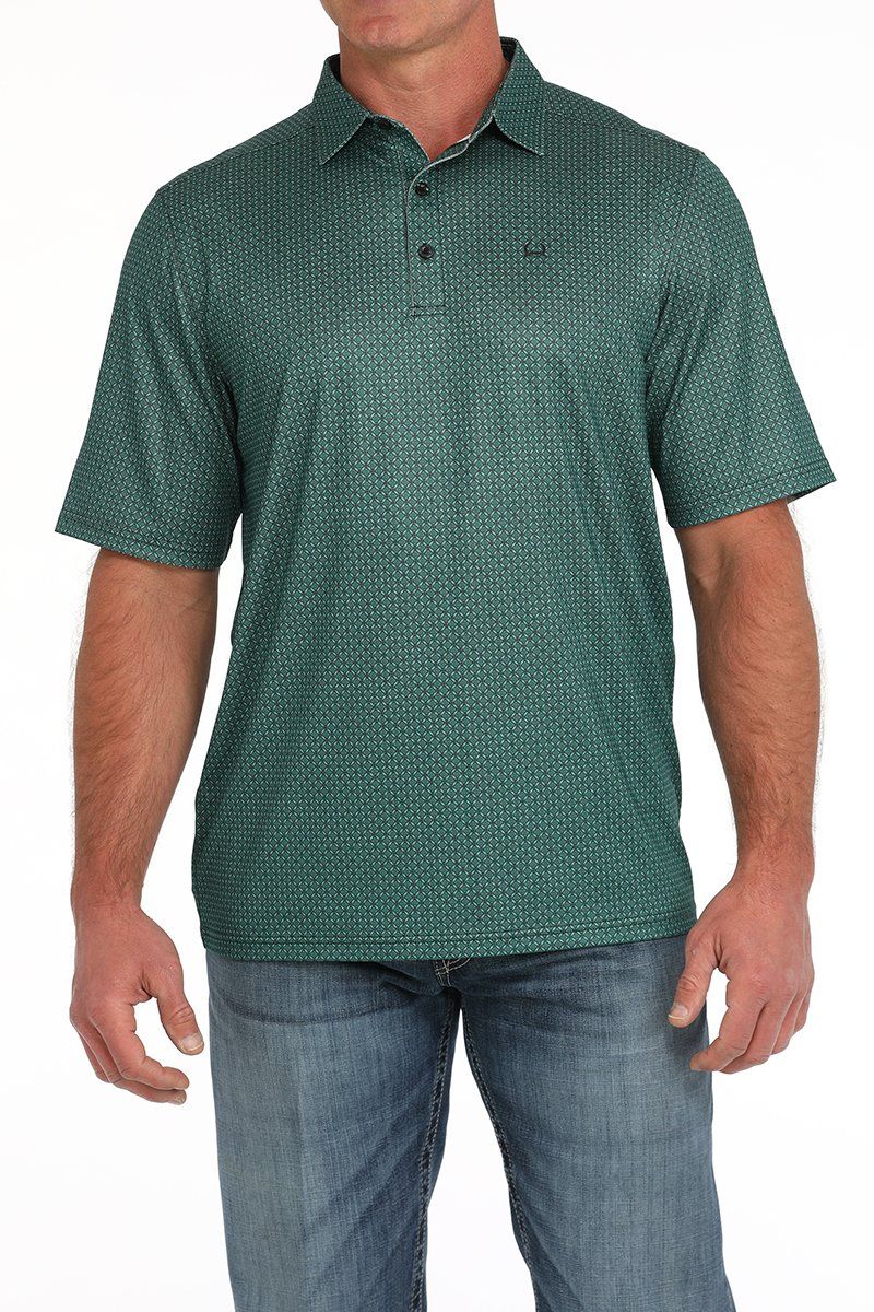 Men&#39;s Arenaflex Geometric Print Polo - Turquoise