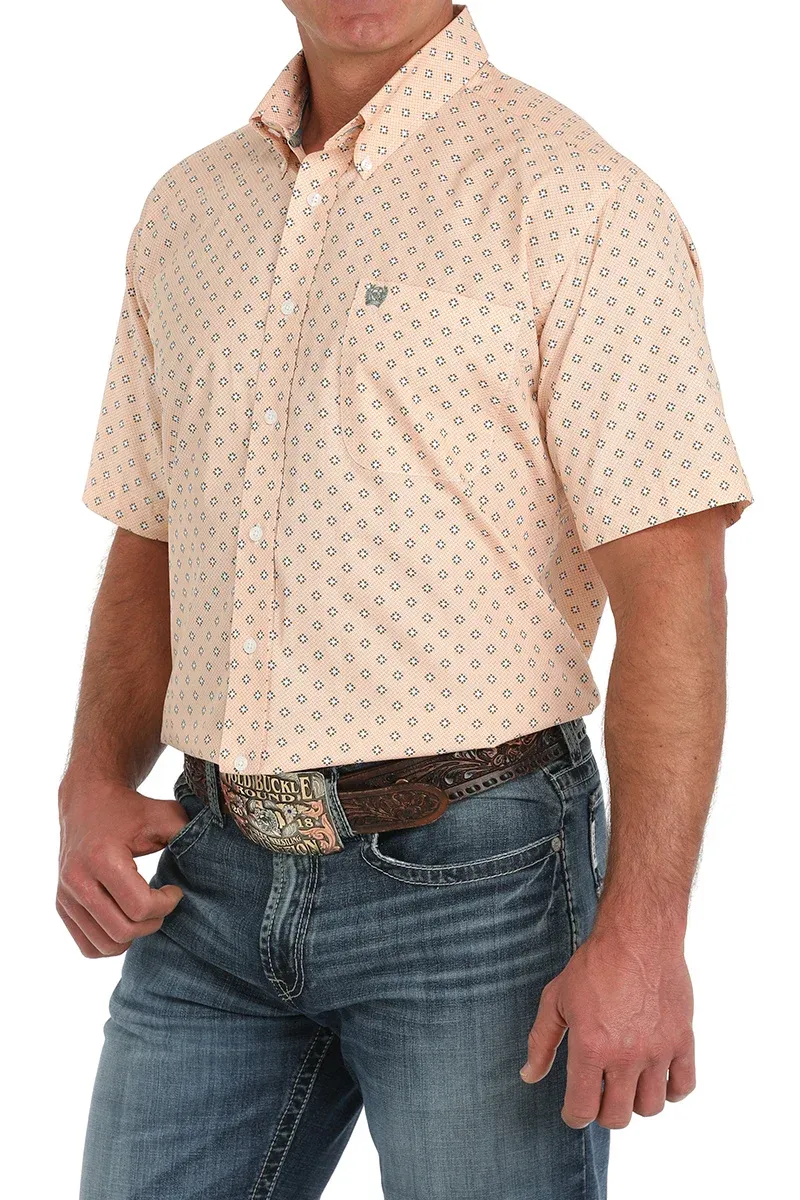Mens SS Print Orange