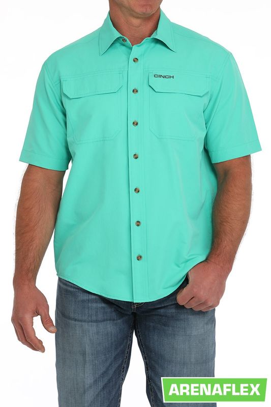 Men&#39;s Ripstop Solid Button-Down Western Shirt - Turquoise