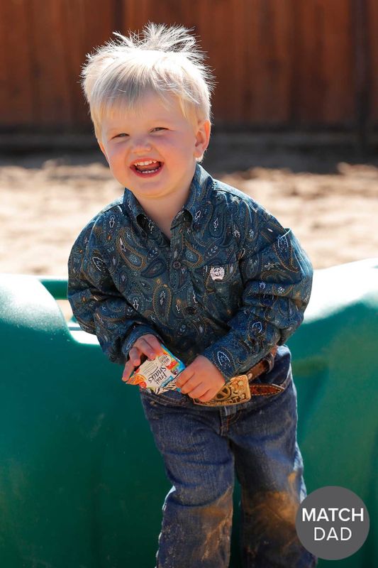 Toddler Paisley Print Button Down Western Shirt - Blue
