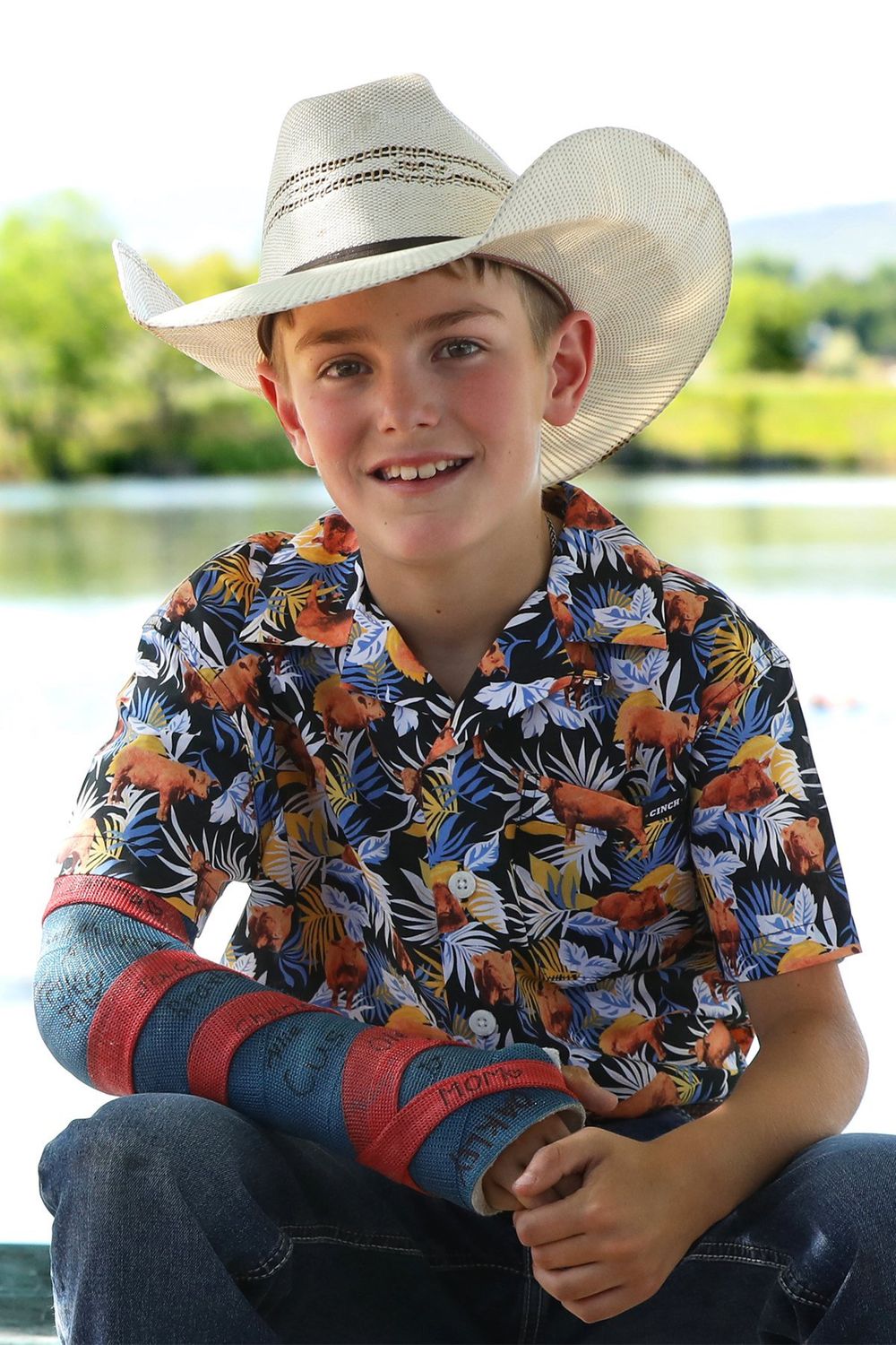 BOY&#39;S SHORT SLEEVE ALOHA ANGUS CAMP SHIRT