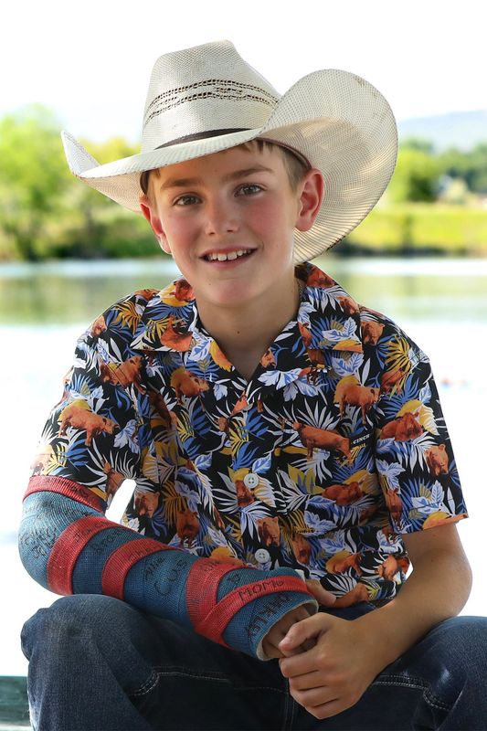 BOY&#39;S SHORT SLEEVE ALOHA ANGUS CAMP SHIRT