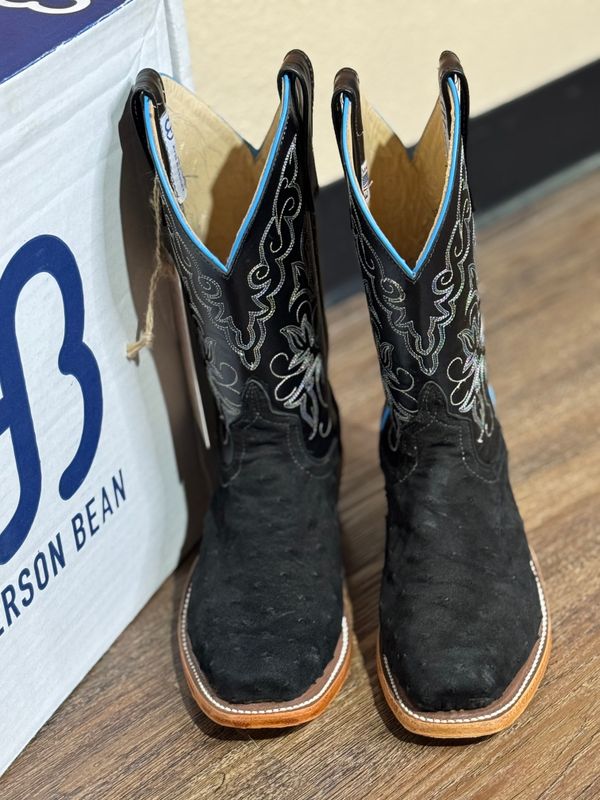 Womens Anderson Bean Black Suede Ostrich