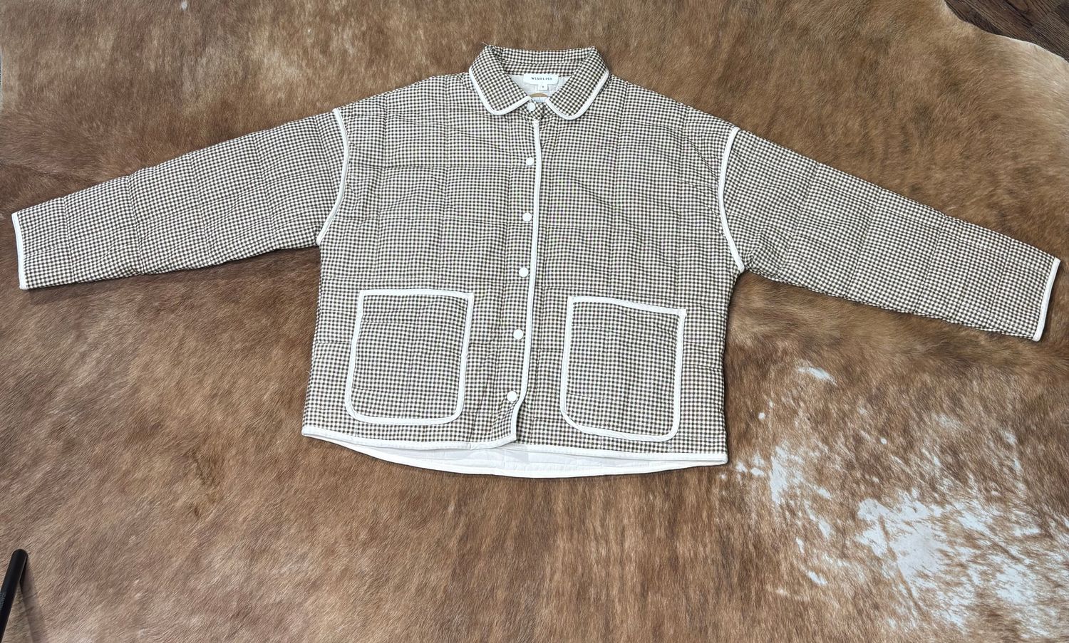 Brown/Cream Check Quilted Jacket
