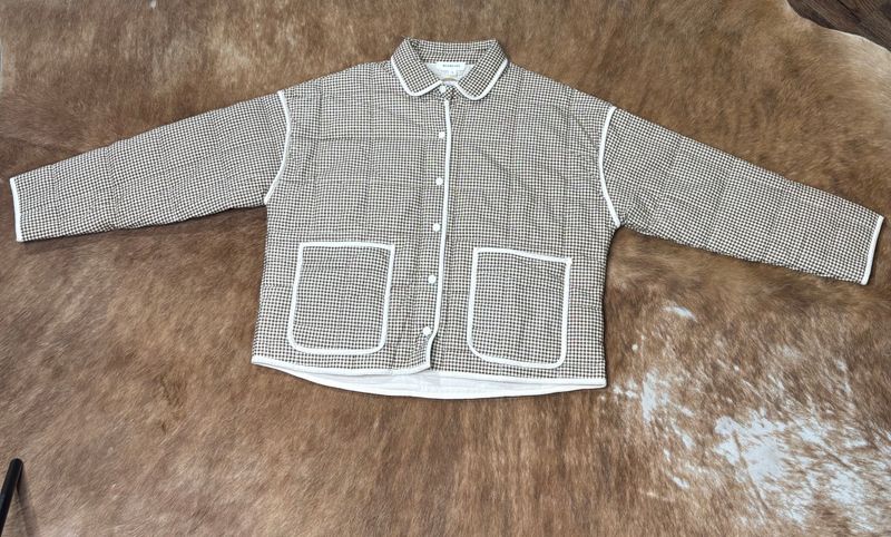 Brown/Cream Check Quilted Jacket