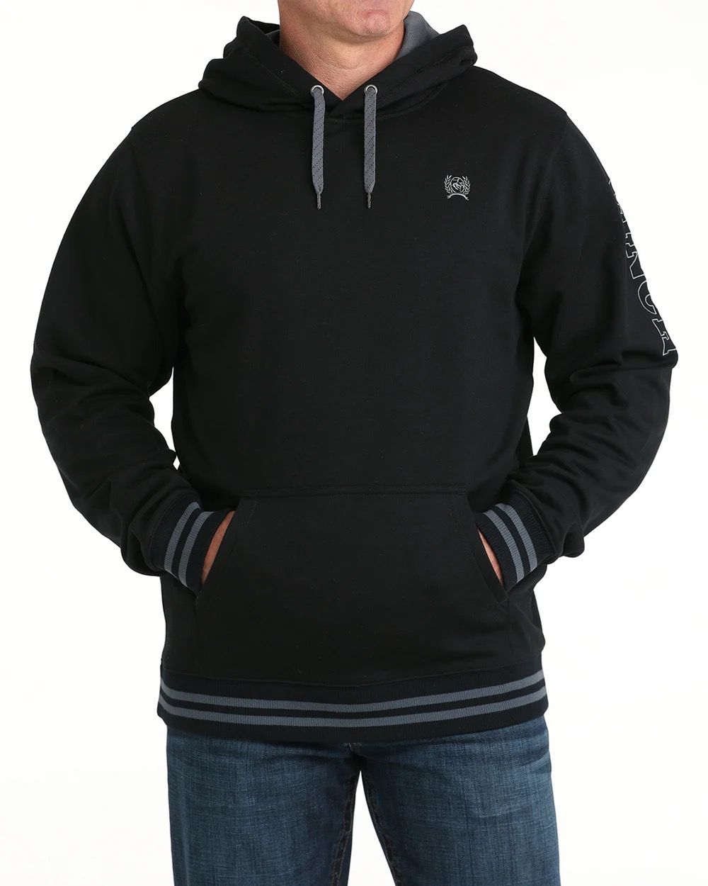 Mens Black and Grey Cinch Hoodie