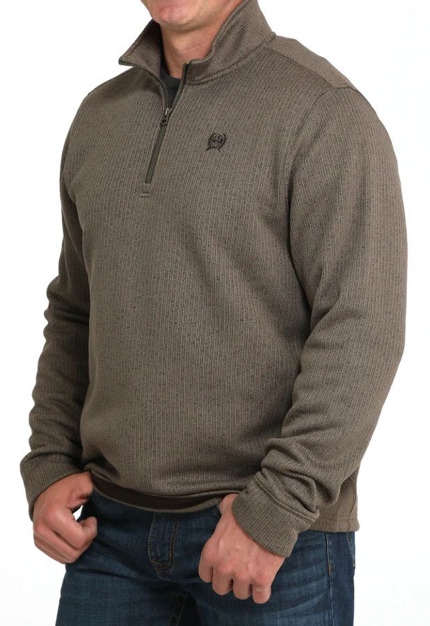 Cinch Mens Quarter Zip Pullover Brown