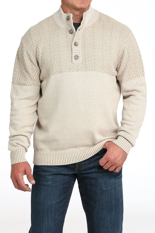 Mens Cinch Quarter Zip Pullover Cream