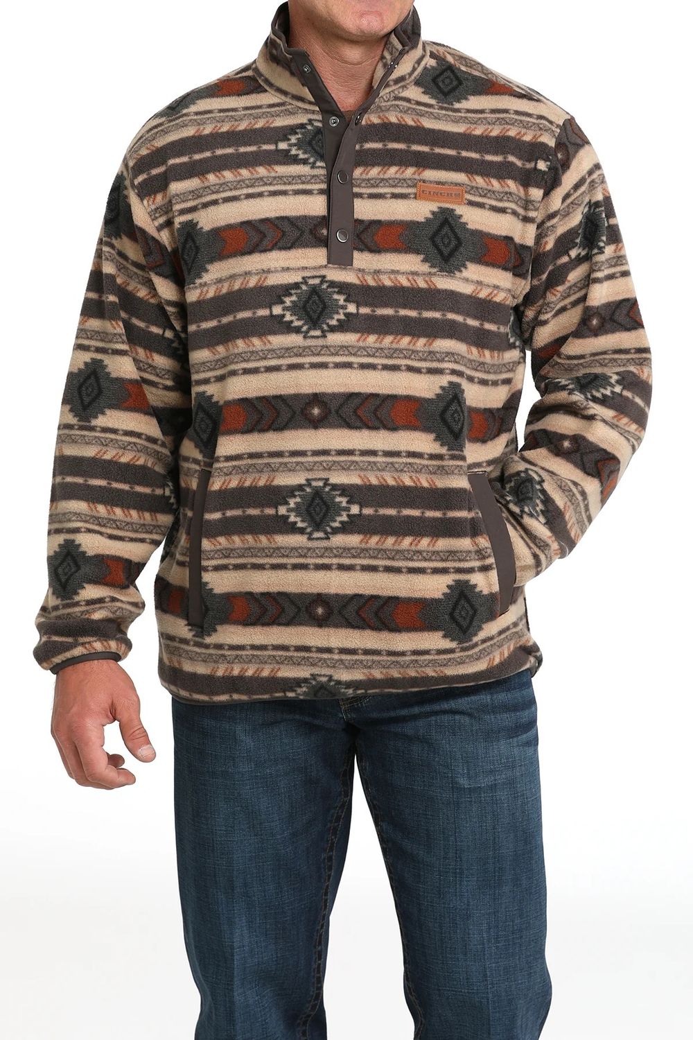 Mens Cinch Polar Fleece Aztec Pullover