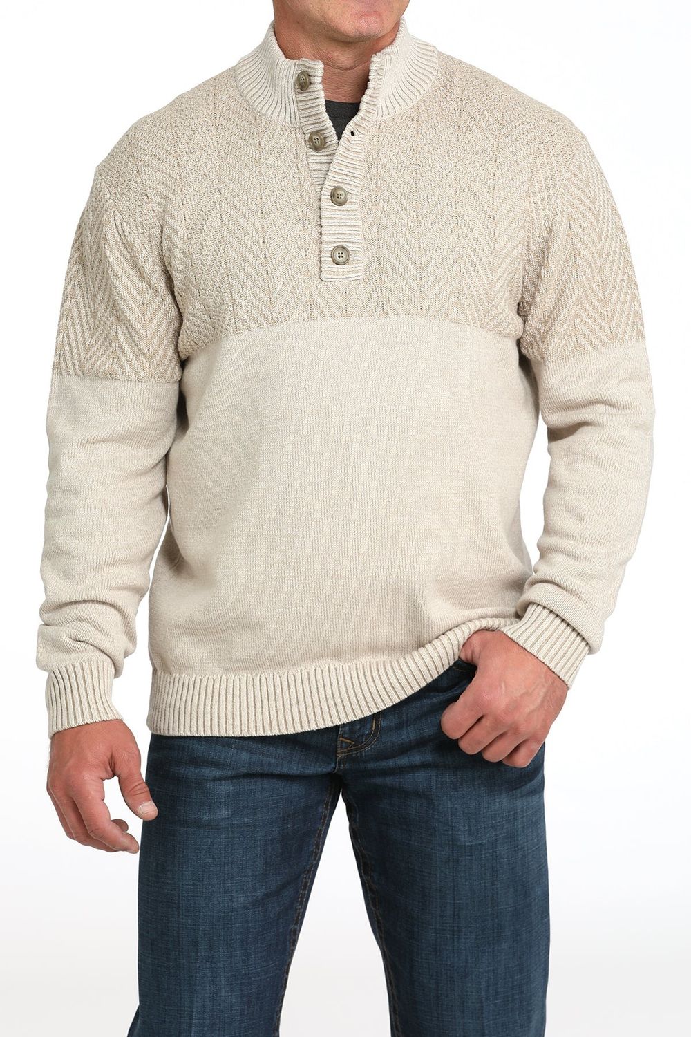 Mens Cinch Quarter Zip Cream Pullover  3XL