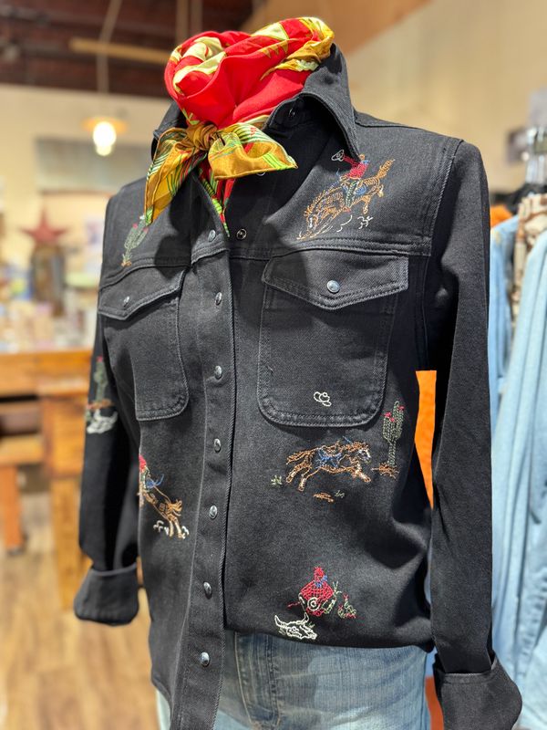 Stetson Womens Black Denim Blouse