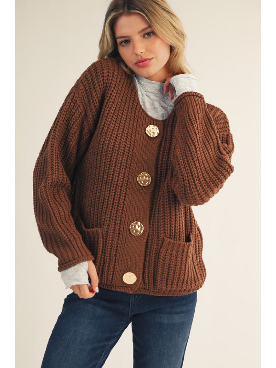 Mocha Chunky Knit Cardigan