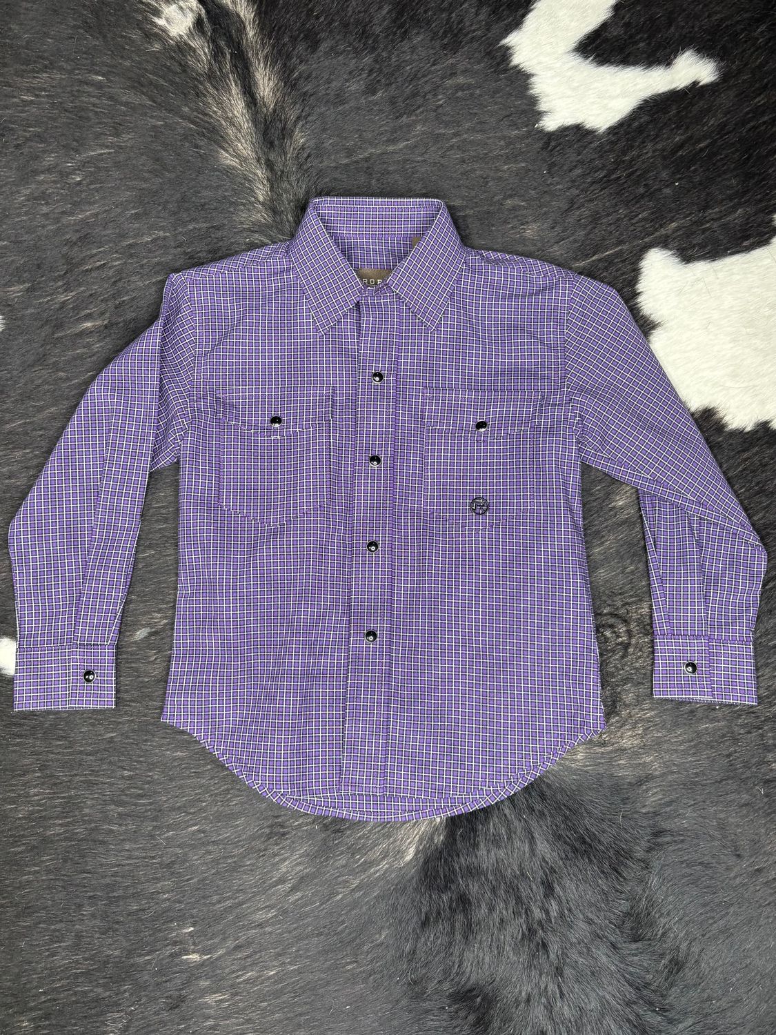 Boys Roper Purple Plaid Long Sleeve Shirt