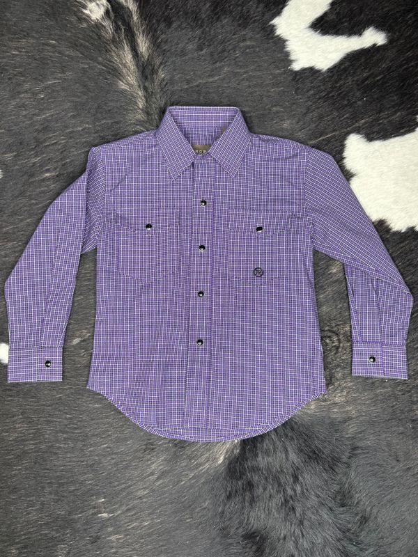 Boys Roper Purple Plaid Long Sleeve Shirt