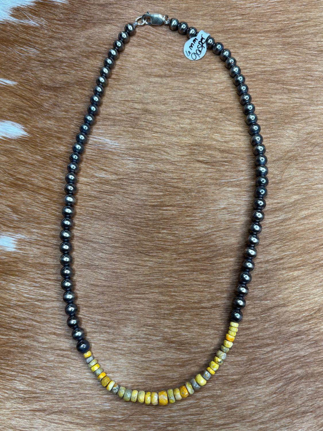 Bumblebee Jasper/Navajo Pearl 6 MM Necklace
