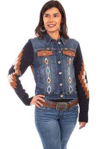 Womens Scully Aztec Denim Jacket