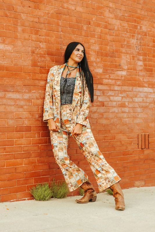 Western Square Flare Pants