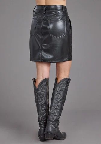 Womens Stetson Black Faux Leather Skirt