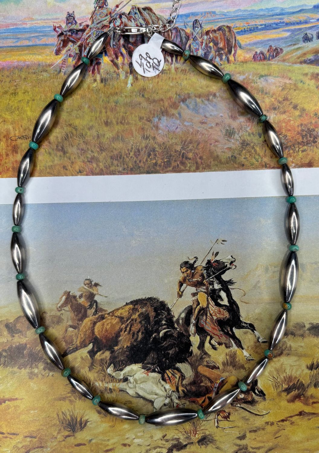 Large Torpedo Navajo Pearl/Turquoise Necklace