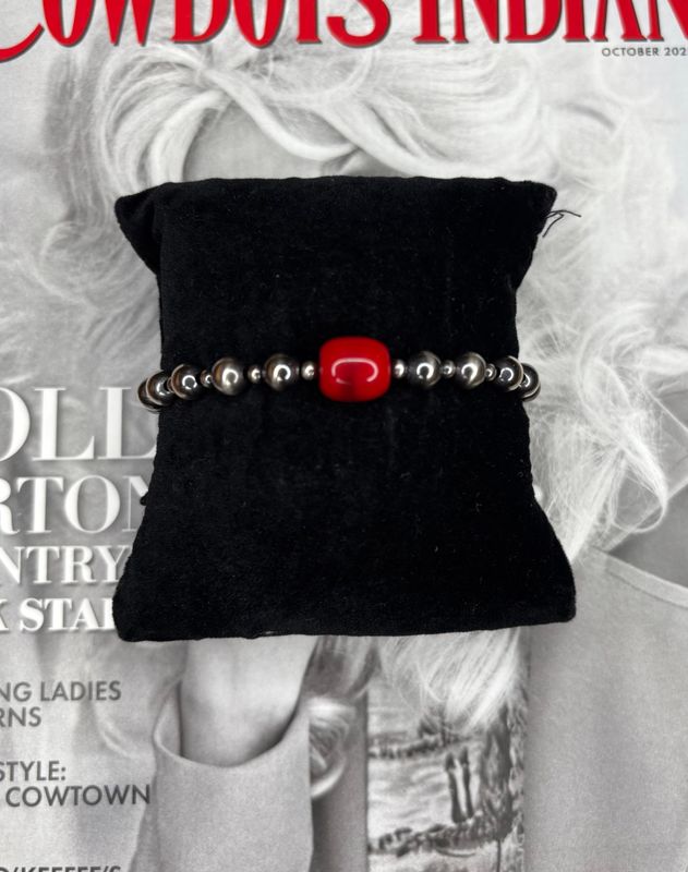 6 MM Navajo Pearl and Red Coral