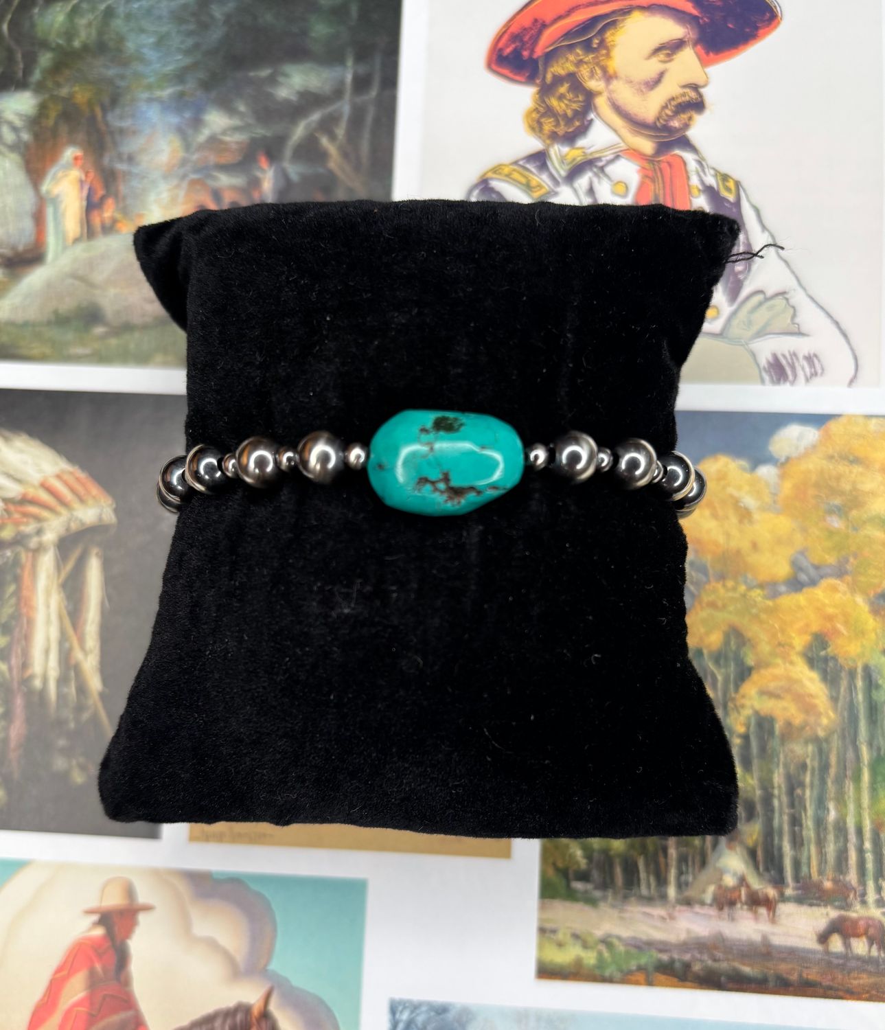 Turquoise Stone and Navajo Pearl Bracelet