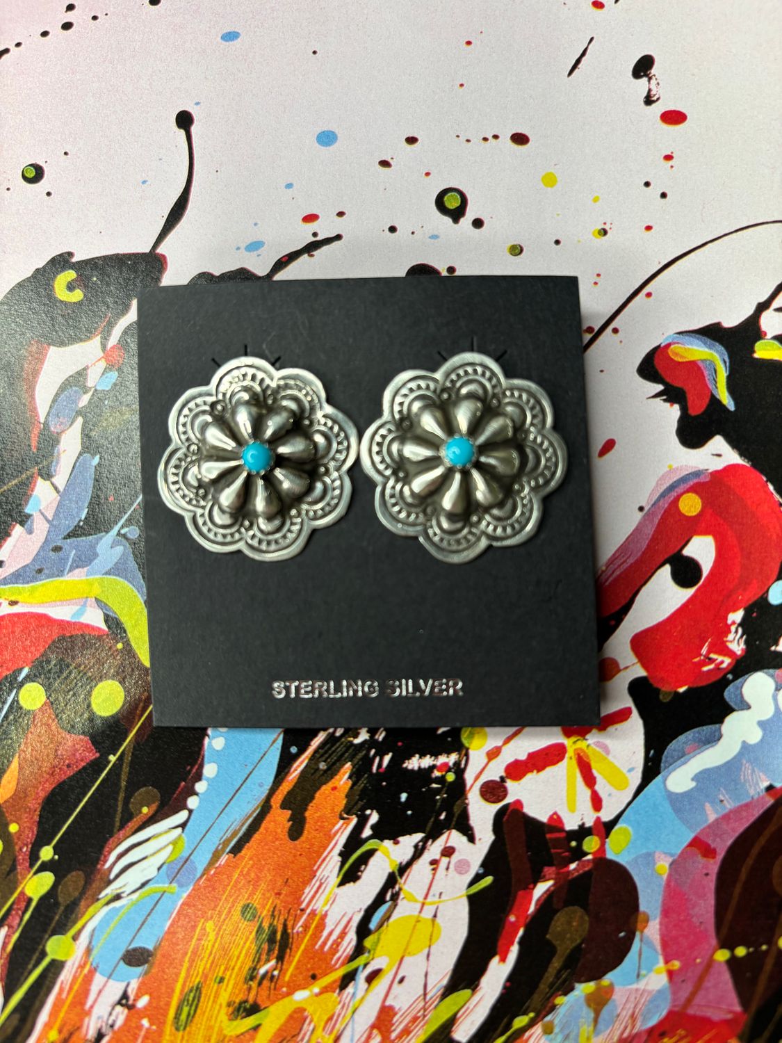 Turquoise Concho Earrings