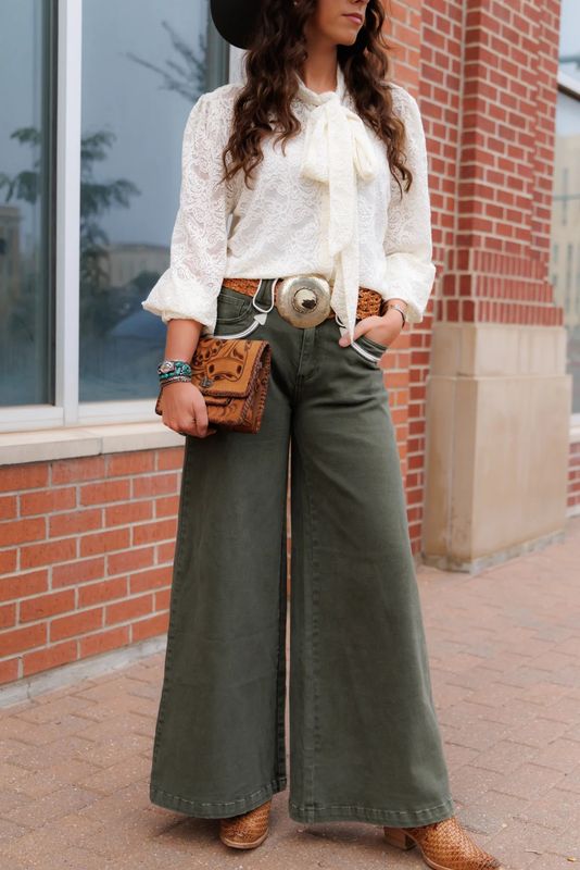 Olive Wide Leg Jeans