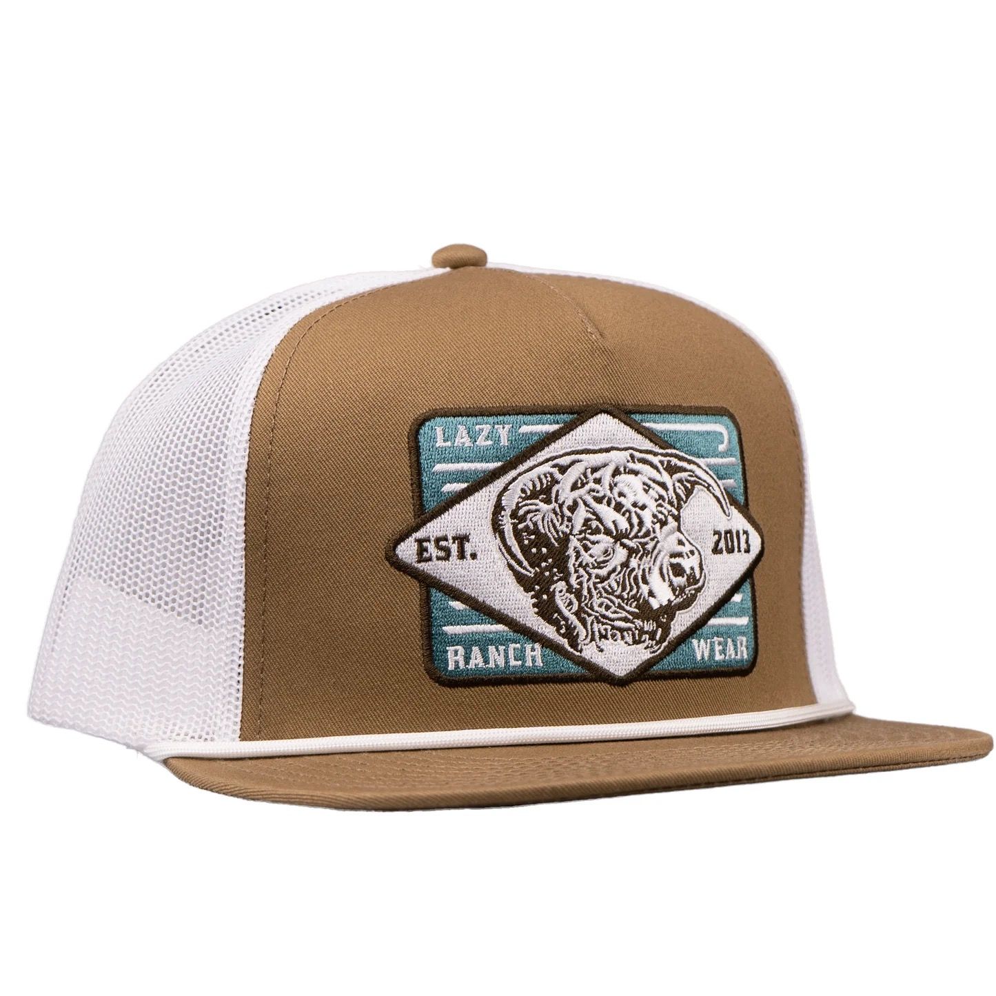 Coyote Brown and White Iron Horn Trucker Hat