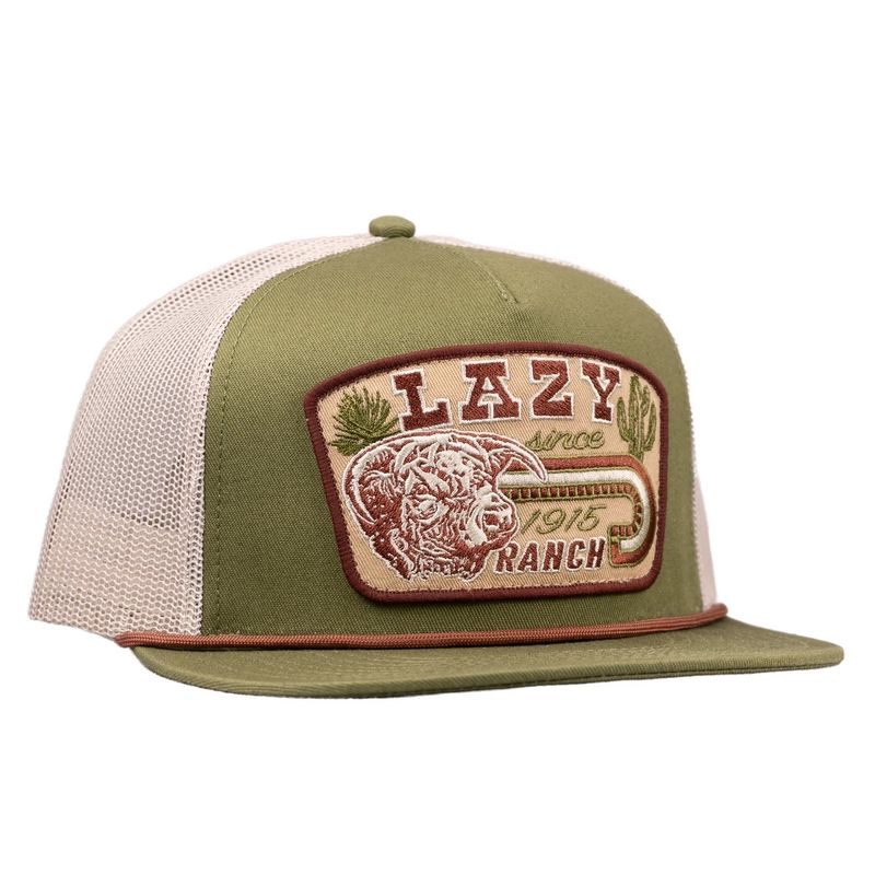 Olive and White Brewster Trucker Hat