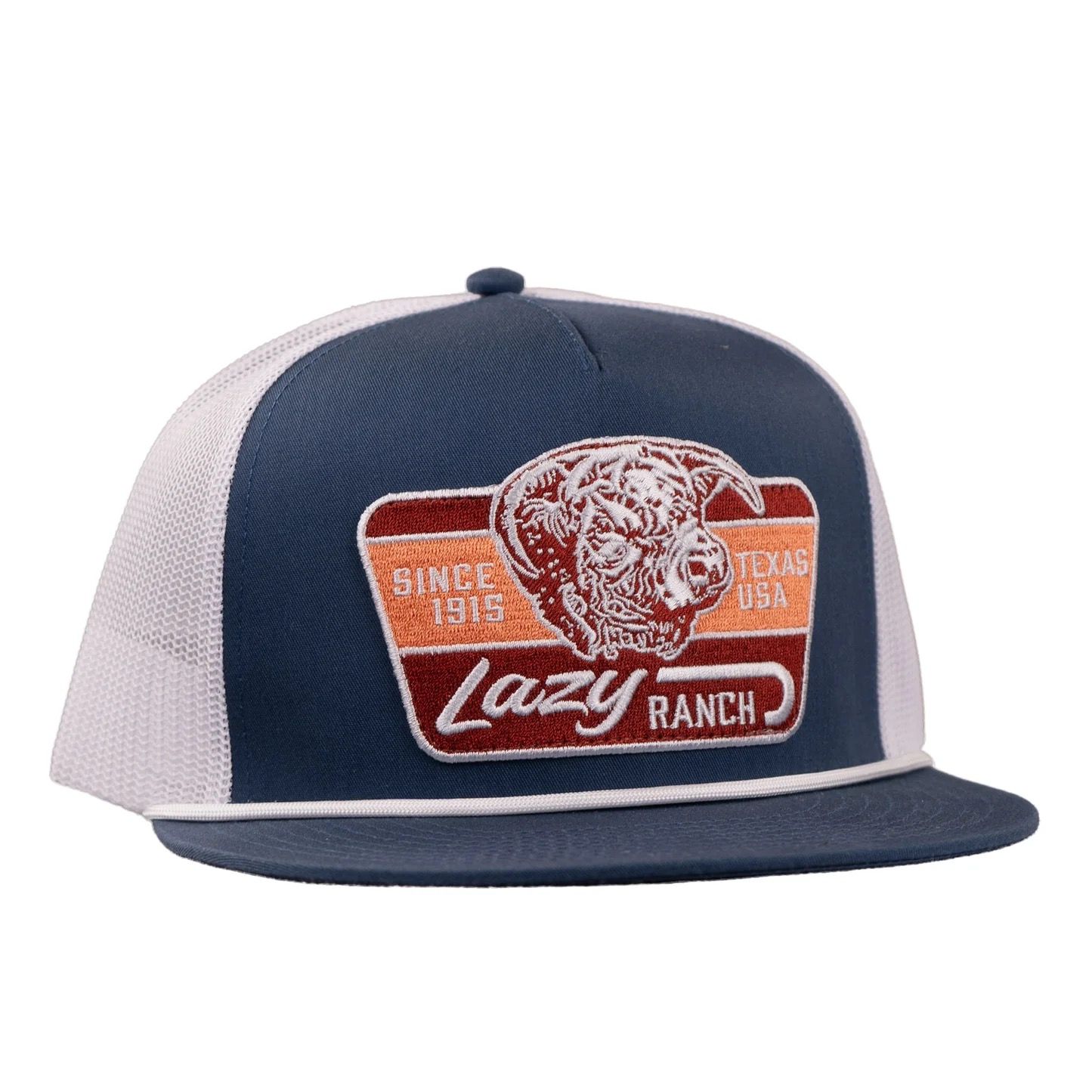 Royal Blue and White Rust Trucker Hat