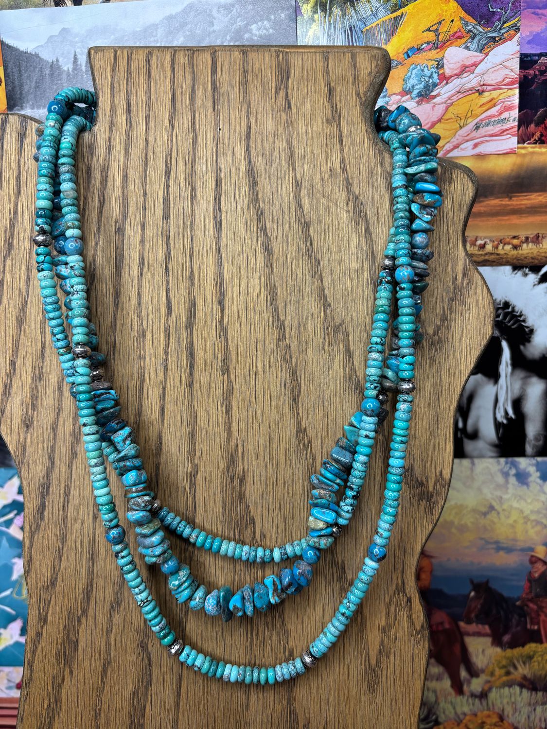 Multi Strand Turquoise Nugget Necklace