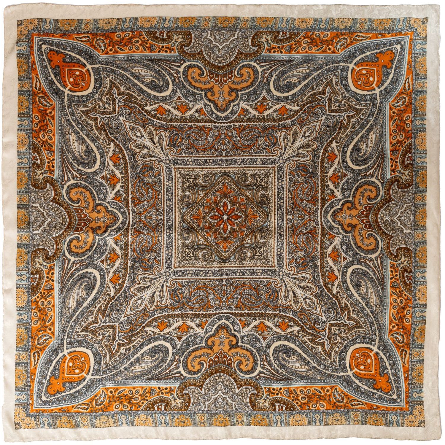 Paisley Orange/Ivory Silk Wild Rag